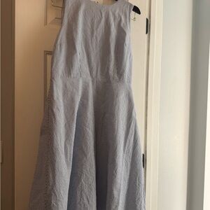 J. Crew Blue and White Striped Midi Dress